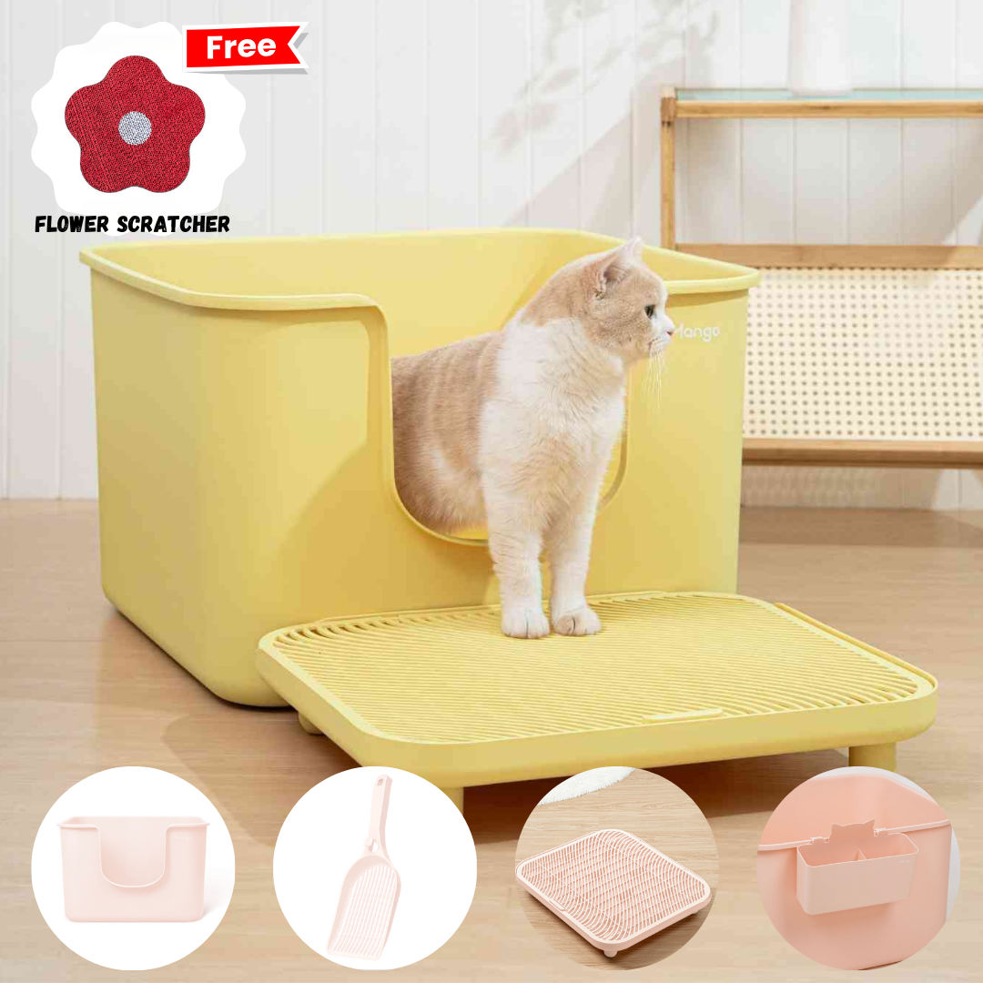 Mango Cube Litter Box XXL Set High-sided Litter Box with Scoop, Storage Step